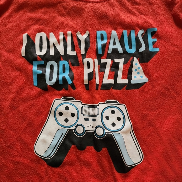 Cat And Jack Orange and gray short sleeve Pizza Gaming pajama set Size M (8/10) - Picture 2 of 7